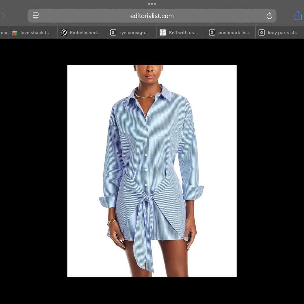 LUCYPARIS Navy and White Striped DRESS